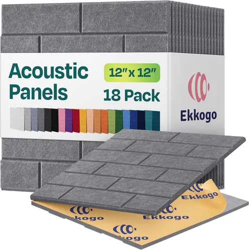 Vista 85 de Paquete de 12 paneles acústicos con aislamiento de sonido para paredes 12 x 12 x 0.4 pulgadas Paneles decorativos para amortiguación de sonido