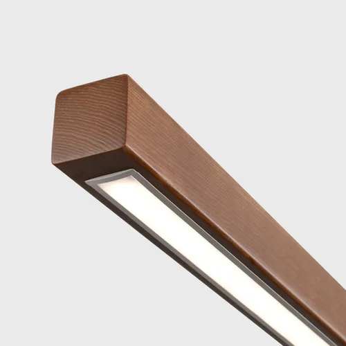 Vista 6 de Lámpara colgante lineal de madera de 31.5" – Lámpara de araña LED regulable con control remoto, iluminación moderna ajustable de estilo granja