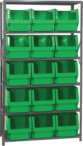 Vista 246 de Quantum QSBU-245BK Heavy Duty Shelving Unit with (7) Shelves and (24) QUS245 Black Bins for Garage Warehouse Storage Distribution 400 lb Load