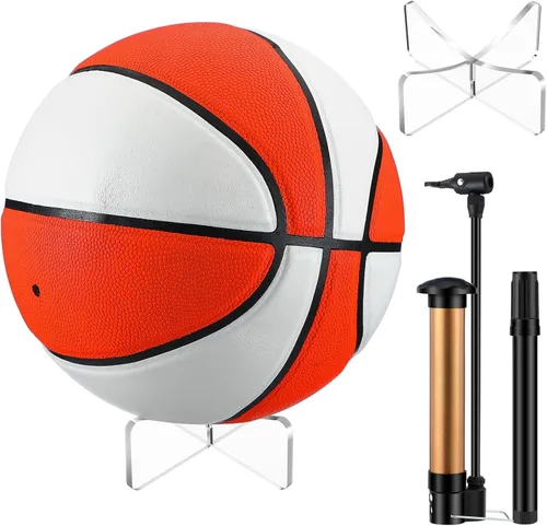 Liliful Autograph Baloncesto con soporte de bola acrílico, bolígrafo de firma y bomba en blanco, pelota oficial de 4 paneles para regalos de