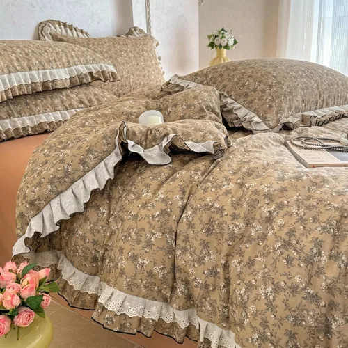 Vista 72 de VM VOUGEMARKET Juego de Funda de Consolador Romántica con Volantes Twin Estilo Princesa para Niñas Juego de Ropa de Cama de Flores Moradas