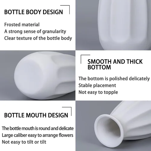 Vista 5 de Juego de 10 jarrones de cerámica blanca de 5 pulgadas, pequeños jarrones a granel para flores, mini jarrones para centros de mesa, modernos