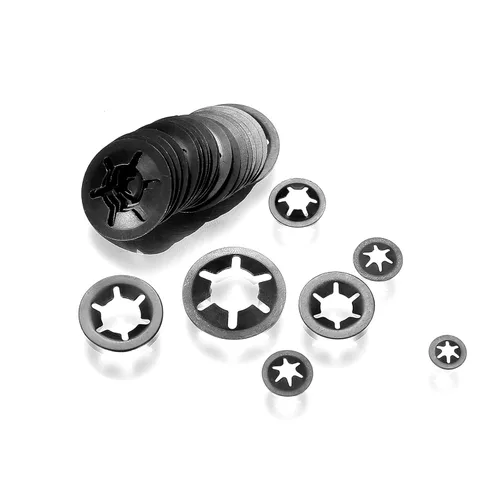 Vista 3 de 340 arandelas internas de bloqueo de estrella de dientes, clips de velocidad a presión, M3-M12, arandelas de bloqueo rápido negras de 65 Mn