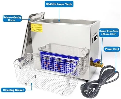 Vista 2 de 10L Ultrasonic Cleaner with Digital Timer and Heater, Professional Deep Cleaning for Jewelry, Eyeglasses, Watches, Dentures, Home and Spa Cleaning