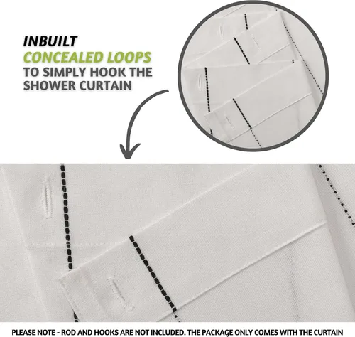 Vista 6 de Folkulture Shower Curtain, 72'' X 72", Boho Shower Curtains with Tassels, Black and White Shower Curtain for Bathroom Decor, Water Repellent