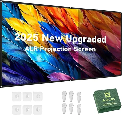 AAJK Pantalla de película antiarrugas portátil de la pantalla de proyector de ALR 60in