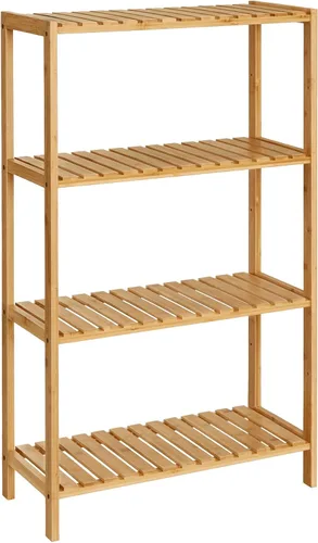 Vista 11 de SONGMICS Estantería de almacenamiento de bambú, estantería de 5 niveles, multifuncional, en la entrada, baño, sala de estar, balcón, cocina, 10.2 x