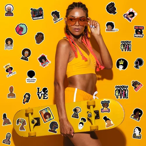 Vista 5 de Zonon 100 calcomanías de melanina para computadora portátil, calcomanías de melanina para computadora, botellas de agua, patineta, parches