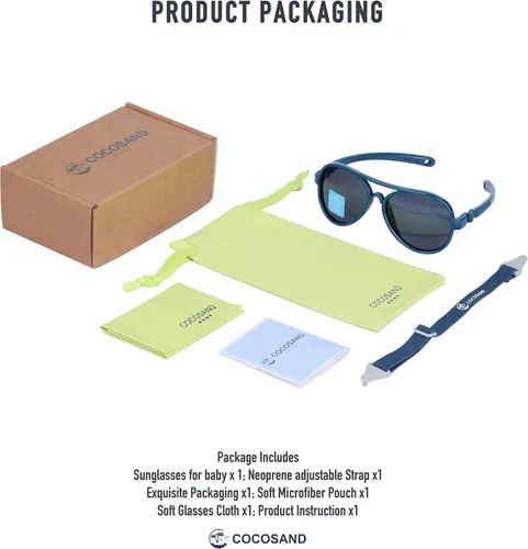 Vista 2 de COCOSAND Baby Sunglasses with Strap Flexible Aviator Frame UV Protection for Baby Infant Girl Boy 0-18 Months