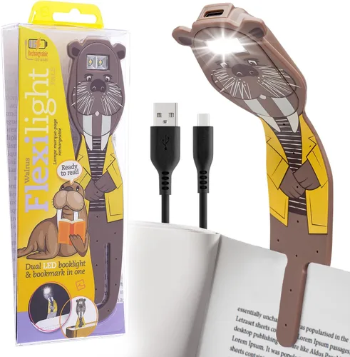 Vista 17 de Gifts for Readers & Writers Luz de libro recargable, luz de lectura con clip para cama, Flexilight 2 en 1 y marcapáginas, 12 horas de luz una vez