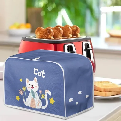 Vista 4 de Talayituse Cubierta para tostadora con estampado de flores de gato, ranura ancha de 2 rebanadas, cubierta ligera para tostadora, protección contra
