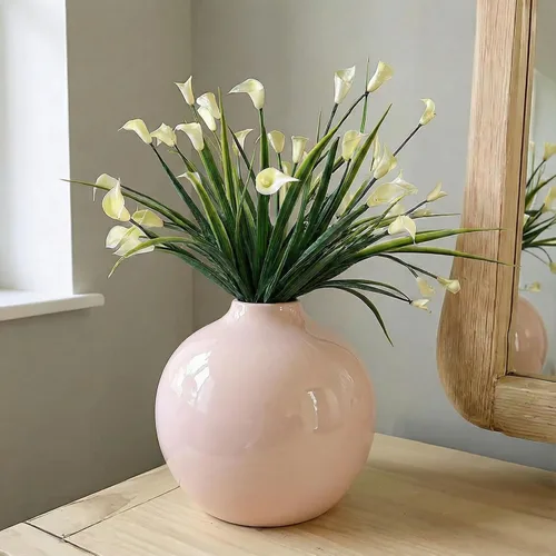 Willowy Jarrón de Porcelana Beige de 7.5 Pulgadas con Acabado Brillante - Jarrones Marrón/Rosa/Beige para Flores, Jarrones para Decoración, Jarrón