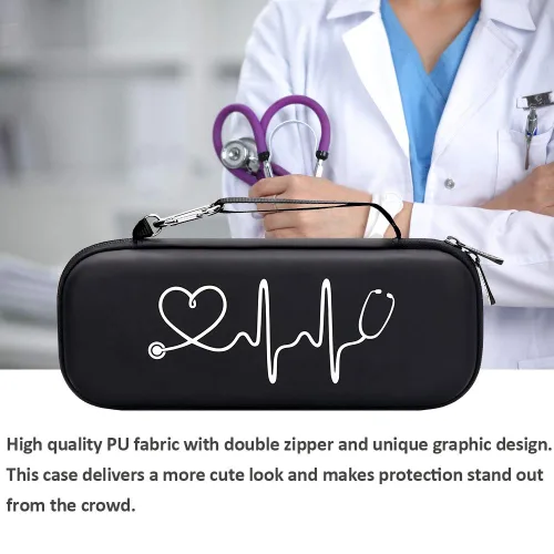 Vista 6 de BOVKE Funda para estetoscopio 3M Littmann Classic III/Lightweight II S.E/Cardiology IV Diagnostic/MDF Acoustica Estetoscopios, bolsillo de malla