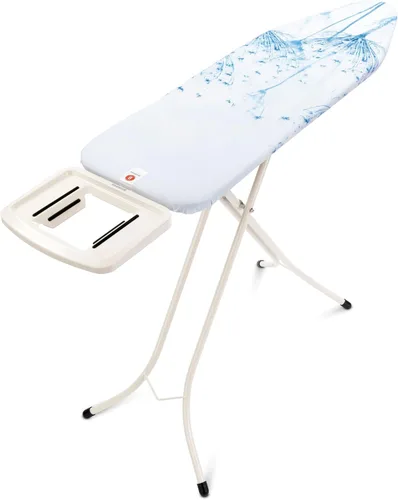 Vista 2 de Brabantia Tabla de planchar tamaño B (49 x 15 pulgadas), 7 opciones de altura, soporte para plancha de vapor sólido (flor de algodón), pies