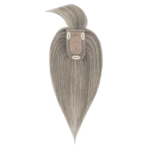 Vista 18 de Elailite Pelucas para mujeres con flequillo, cabello humano real, topper con cabello fino delgado de 13 cm x 7.1 cm, base de seda, cabello Remy