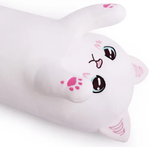 Vista 3 de Cat Soft Plush Pillow Cute Cat Body Pillow, Long Stuffed Cat Plush Cat Stuffed Animal Toy Kitten Long Throw Pillow Gift for Kids White