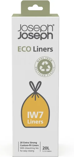 Vista 8 de Joseph Joseph Eco Liners IW8 - Bolsas de basura de plástico reciclado ecológico para cocina y baño, con cintas de amarre y asas con cordón