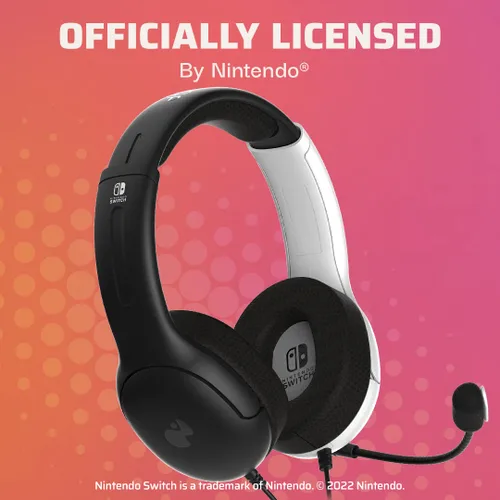Vista 5 de PDP Gaming LVL40 Stereo Headset with Mic for Switch OLED - Noise Cancelling Microphone - Black White - Nintendo Switch