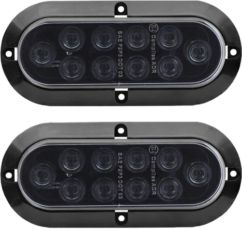 Vista 9 de TMH Luz trasera LED ámbar ovalada de 6 pulgadas, montaje en superficie, 10 LED, impermeable, parada, freno, giro, remolque, luces para camión, RV