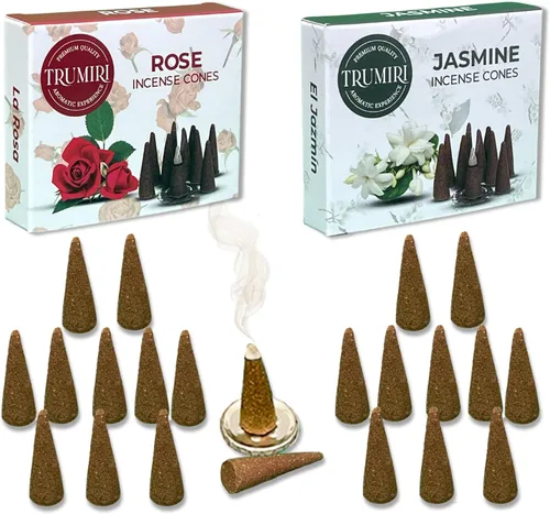 Vista 25 de TRUMIRI Conos de Incienso - Paquete Combo de 20 Conos de Incienso - 10 Cedro + 10 Pino - Conos de Incienso - Conos de Incienso Perfumados - Aromas