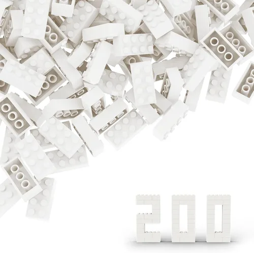 Vista 4 de Bloque clásico de ladrillos a granel de 2 x 4, 100 piezas de ladrillo de construcción azul claro, compatible con piezas y piezas de Lego 3001, juego