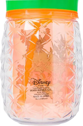 Vista 5 de Silver Buffalo Disney Lilo y Stitch Saludos desde Hawái con Scrump, Vaso de doble pared con forma de piña, 473 ml (16 oz)