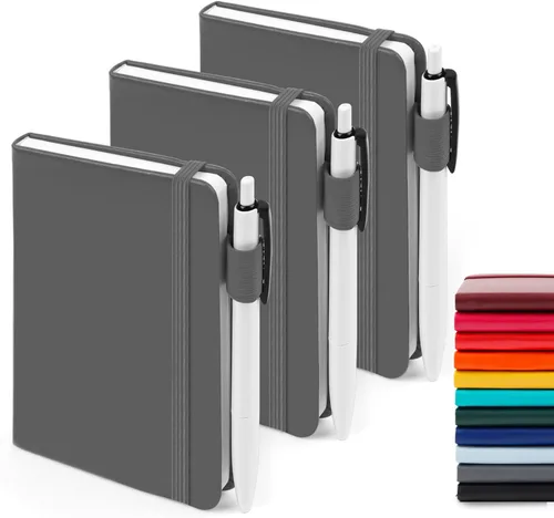 Vista 27 de feela Paquete de 3 Cuadernos Pequeños de Bolsillo, Mini Cuadernos Lindos de Tapa Dura con Rayas Universitarias con Soporte para Bolígrafo