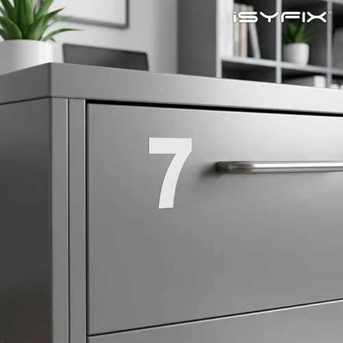 Vista 6 de iSYFIX - Calcomanías de vinilo blancas con número 0 (cero) - Juego de 6 unidades de 1.5 pulgadas autoadhesivas - Decalcomanías premium troqueladas