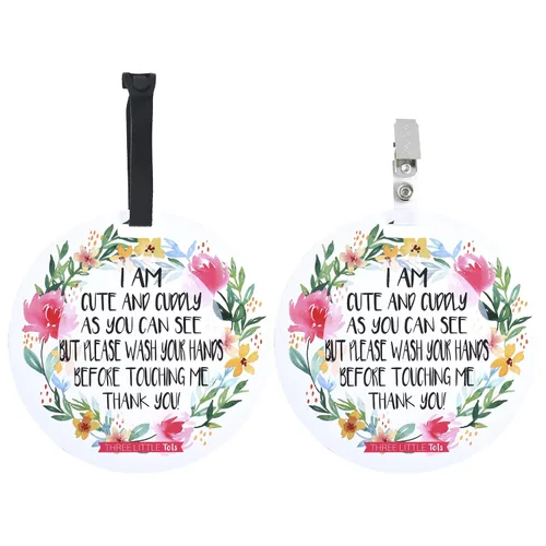 Vista 23 de Three Little Tots Paquete de dos señales de asiento de coche y cochecito de bebé en blanco y negro sin tocar - Seguridad probada por CPSIA