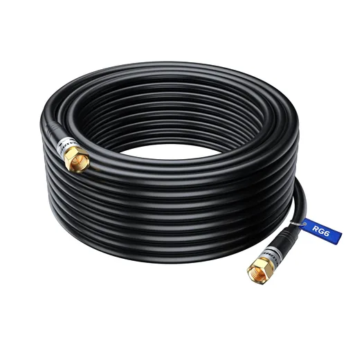Vista 13 de Cable coaxial RG6, cuádruple blindado, 1.5 / cable de cobre negro sin oxígeno para TV, Internet y más - Cable coaxial flexible