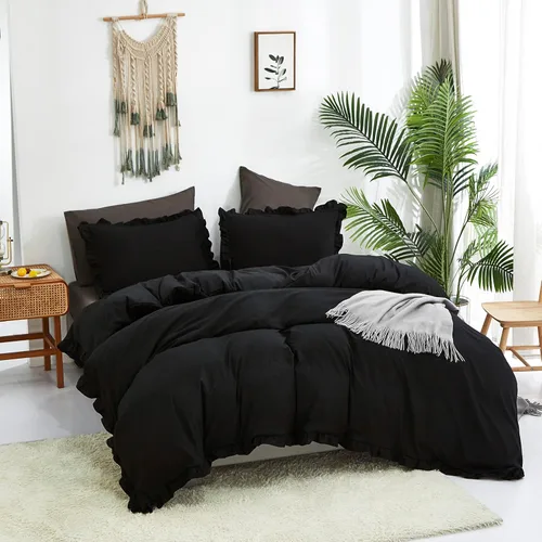 Vista 143 de CLOTHKNOW Juego de edredón de 3 piezas a cuadros color beige óxido, tamaño Full, juego de ropa de cama de cuadros edredón terracota con 2 fundas