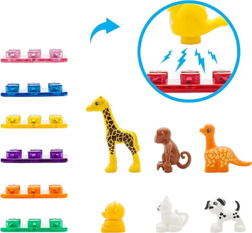 Vista 6 de PicassoTiles Juego de figuras de acción de animales magnéticos para imán, bloque de construcción educativo, kit de aprendizaje STEM de construcción