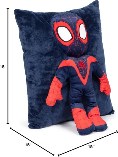Vista 8 de Jay Franco Marvel Spidey & Sus Increíbles Amigos Almohada de Acurrucarse 3D de Miles Morales - Almohada de Peluche Super Suave - Mide 15 Pulgadas