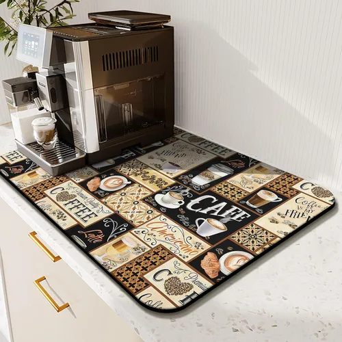 Vista 13 de Tapete de barra de café para encimeras 19inx12in, absorbente para ocultar las manchas, antideslizante, accesorios para bar de cafetería, cabe debajo