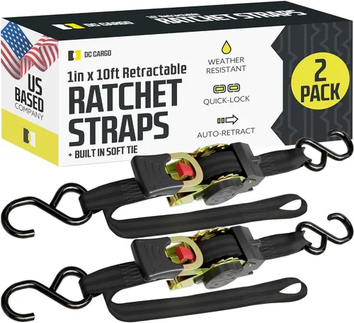Vista 10 de DC Cargo Mall Correas de trinquete retráctiles automáticas (paquete de 4) de 2 pulgadas x 6 pies, súper resistentes, resistencia a la rotura