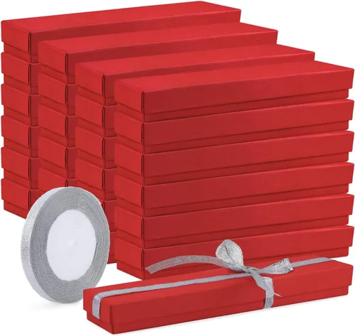 Juego de 24 cajas de regalo, cajas de regalo de cartón con purpurina, cajas de regalo de cartón relleno de algodón, cajas de regalo a granel para