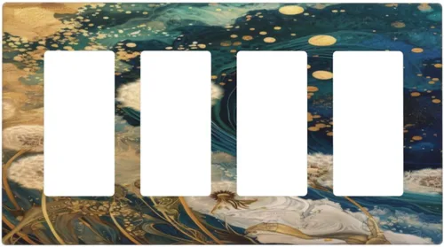 Vista 70 de Cubiertas decorativas para interruptor de luz de arte BOHO, figura abstracta de 1 gang, salida basculante, placa frontal decorativa del interruptor