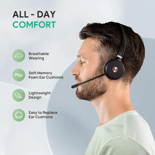 Vista 9 de Yealink WH62 DECT Mono Teams Auriculares Inalámbricos, Auriculares de Trabajo con Rango de 525 pies con Micrófono de Cancelación de Ruido 2X