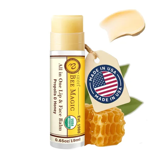 Bálsamo labial de cera de abeja orgánica, lápiz labial natural para labios secos, varita hidratante de miel y propóleo, bálsamo labial sin petróleo