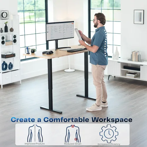 Vista 6 de Marco de escritorio eléctrico de pie/sentado de doble motor resistente VIVO, capacidad de 220 libras para superficies de hasta 85" x 43", solo marco