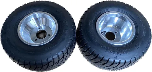 10'x4.5-5' GO KART - Neumáticos y llantas delanteras con 3 agujeros, juego de 2 piezas en caja, neumáticos con superficie granulada para aumentar el