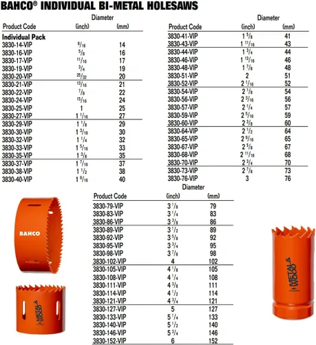 Vista 5 de Bahco BAH383052VIP Sierra de taladro bimetálica - 2-1/16 pulgadas de diámetro / 2.047 in de diámetro