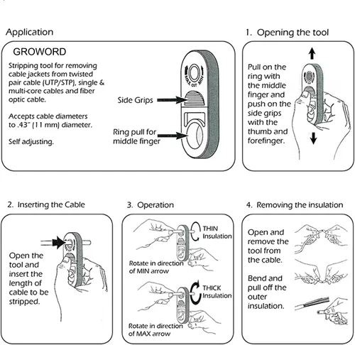 Vista 6 de Herramienta Universal de Pelado de Cables de Red para Cat5e, Cat 6, Cat 6a, Cat7, Cat 8 - Peladora Profesional de Cables Coaxiales y Cortadores