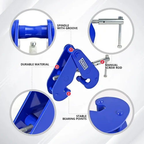 Vista 3 de Abrazadera de haz de 4400 libras/2 toneladas, para elevación y aparejo, abrazadera de elevación de haz en I de 3 a 9 pulgadas de ancho de brida en I