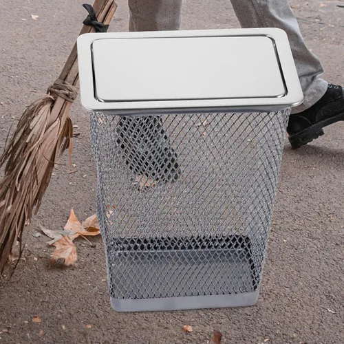 Vista 3 de Zerodeko Tapa de cubo de basura de acero inoxidable para encimera, tapa de cubo de basura de cocina plateada