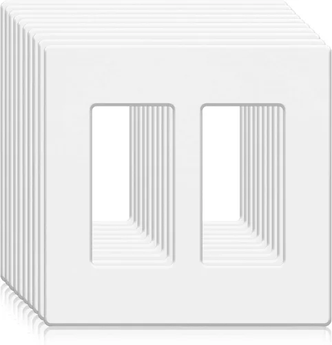 Vista 8 de Placa de pared sin tornillos de 2 segmentos, cubiertas de enchufe doble para enchufes eléctricos, interruptor de luz, placas de cara de tornillo