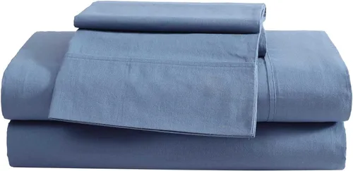 Eddie Bauer - Juego de sábanas individuales, juego de ropa de cama de percal lavado con bolsillos profundos, súper suave, 100% algodón de lujo con