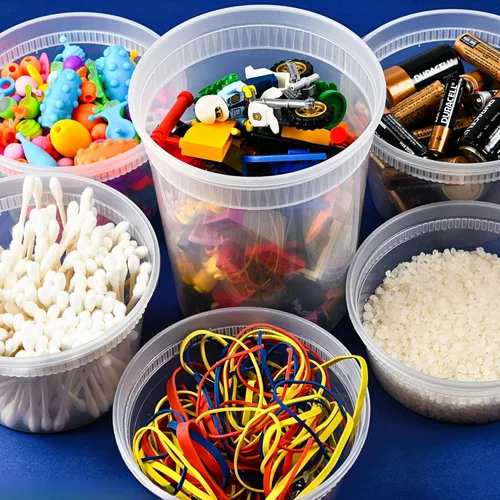 Vista 5 de Recipientes de delicatessen con tapas 20 8 onzas y 20 16 onzas y 20 32 onzas con 60 tapas herméticas Contenedores desechables transparentes