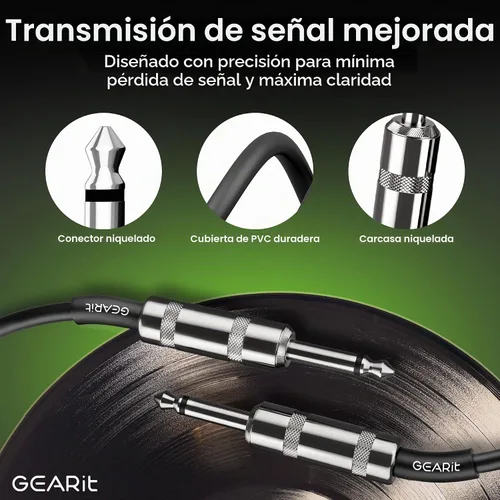 Vista 6 de GEARit Cable de altavoz profesional (6 pies), cobre puro 12 AWG, de 1/4 de pulgada a 1/4 de pulgada, TS recto macho a macho para amplificador