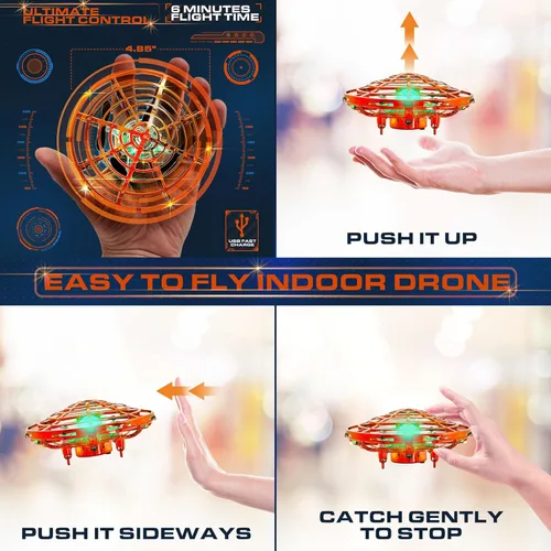 Vista 5 de Force1 Scoot Skeet Mini Drone Juego de disparos electrónico para niños (solo dron): Drones de mano para niños compatibles con Scoot Skeet LED